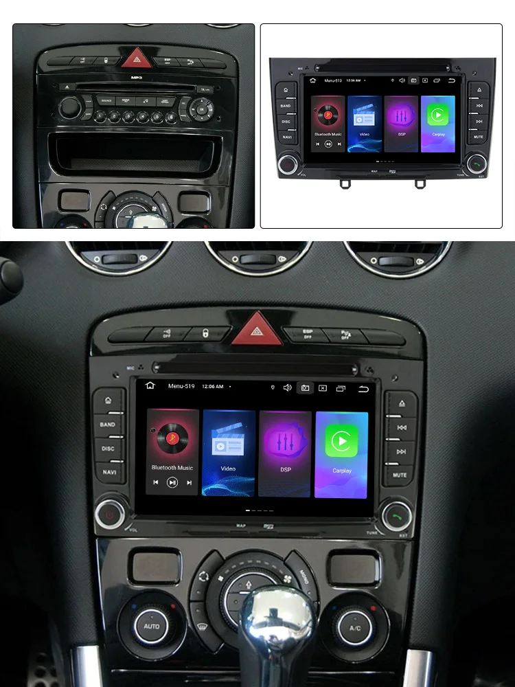 Автомобильный мультимедийный DVD-плеер на Android для Peugeot 308 308SW 408 RCZ 2010-2016