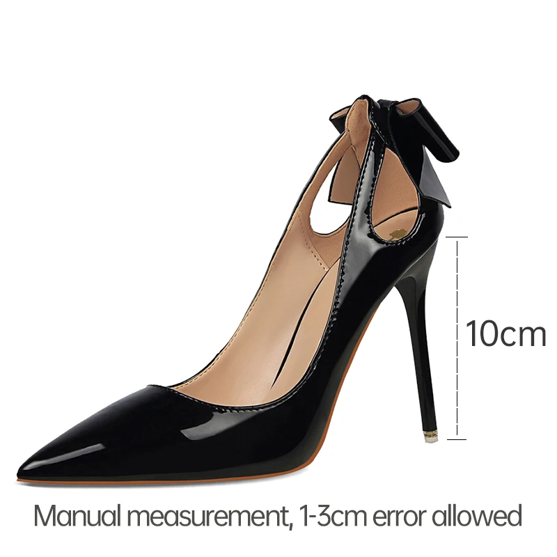 

Sexy Women's Pumps Patent Leather Women Shoes On Heels Point Toe Ladies Stiletto Sexy High Heel Shoes Butterfly-knot Pumps Shoes