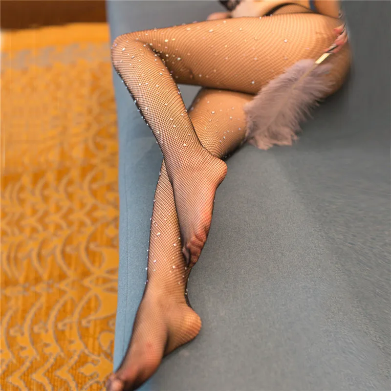 Женские сетчатые ажурные чулки сексуальные колготки нейлоновые стразы