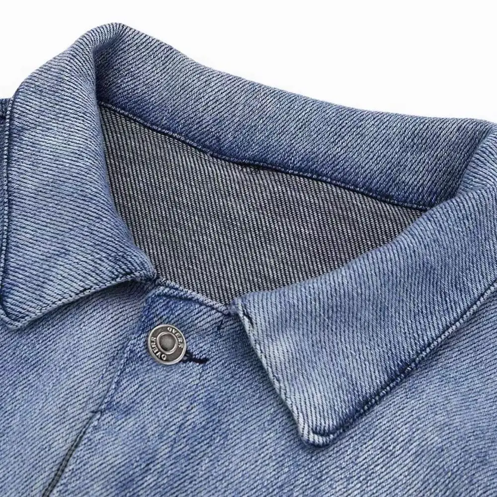 

Loose Fit Light Blue Split Joint Big Size Jacket New label Long Sleeve Women Coat Fashion Girls Autumn Clothing