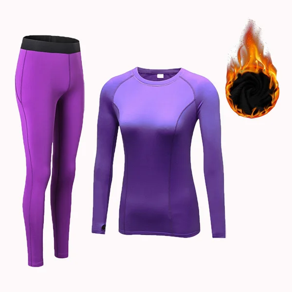 A style purple set Fanceey/рубашка с круглым вырезом; женское термобелье; кальсоны для женщин; Термоодежда для второй кожи; зимний женский термокостюм - Цвет: A style purple set