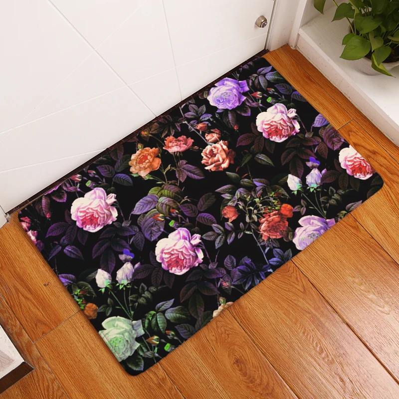 

Flower Print Entrance Doormat Decorative Non Slip Bath Rug Absortant Kitchen Floor Carpet Home Decor Hallway Outdoor Mat