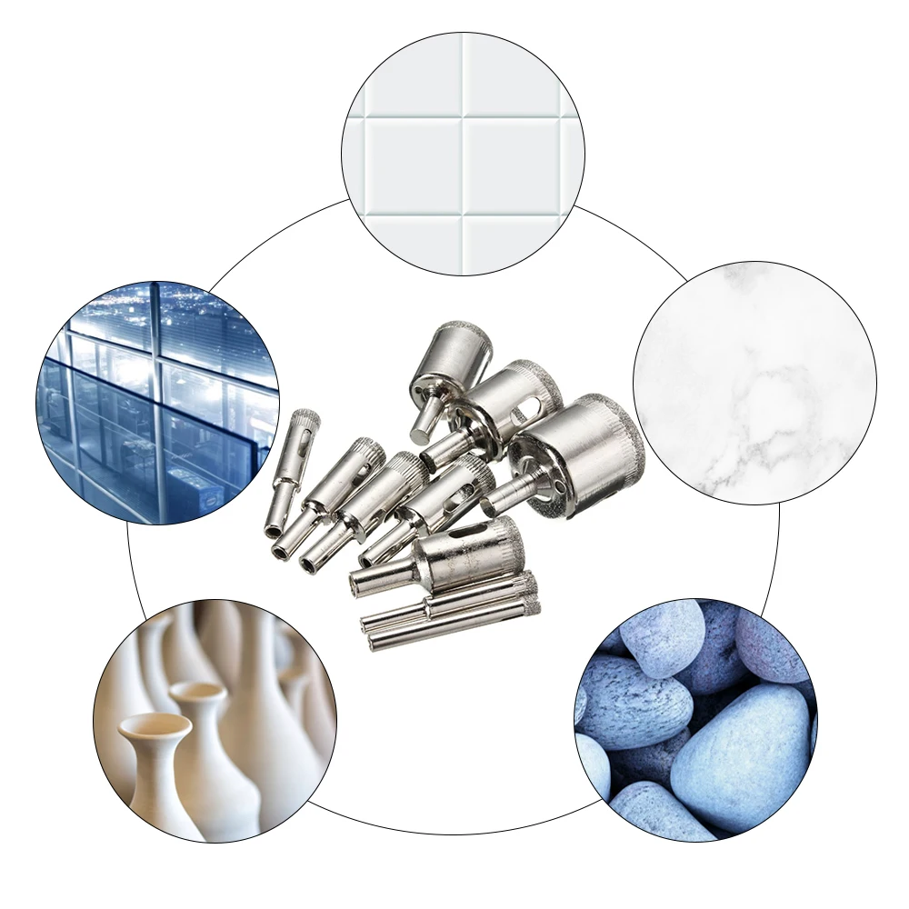 15 шт. Алмазная кольцевая пила набор сверл стеклянная керамическая плитка режущий