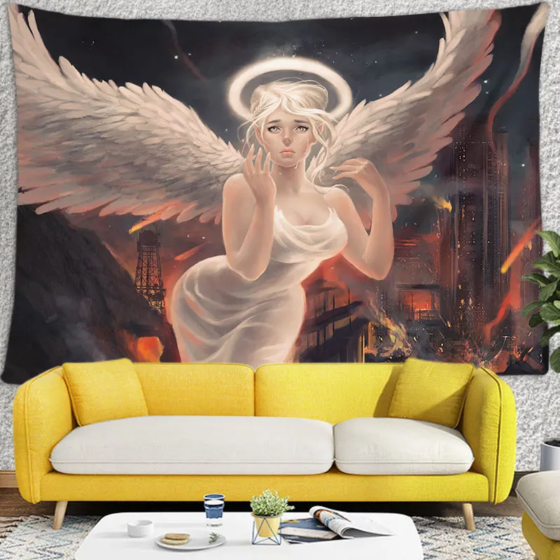 

Indian Mandala Tapestry Psychedelic Wall Carpet Angel Tapestry Dormitory Decoration Wall Background Cloth Asasen Wall Cloth