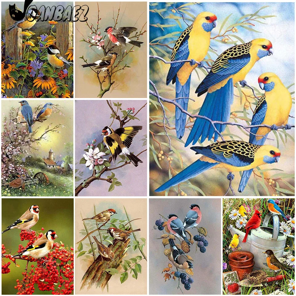

Animal Diamond Painting Flowers and Birds 5Ddiy Wall Art Cross Stitch Sticker Diamond Embroidery Room Decoration Gift