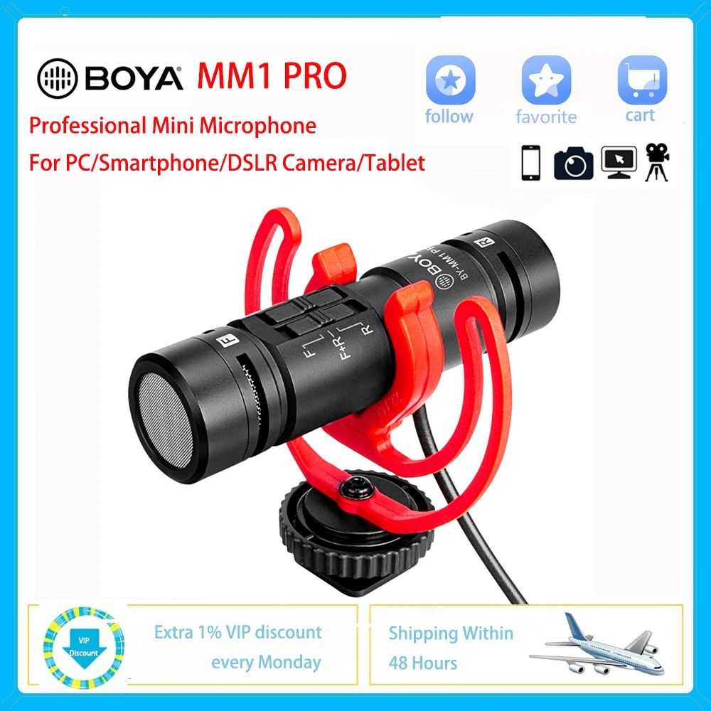 

BOYA MM1 PRO Mini Microphone Vlog for Tiktok Youtube Video Recording Mic Living Photo Studio Mic System Camera Smartphone Tablet