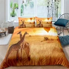 Комплект роскошного постельного белья с 3D-принтом жирафа, пододеяльник, наволочка, домашний текстиль, постельное белье размера Queen и King AUEUUKUS