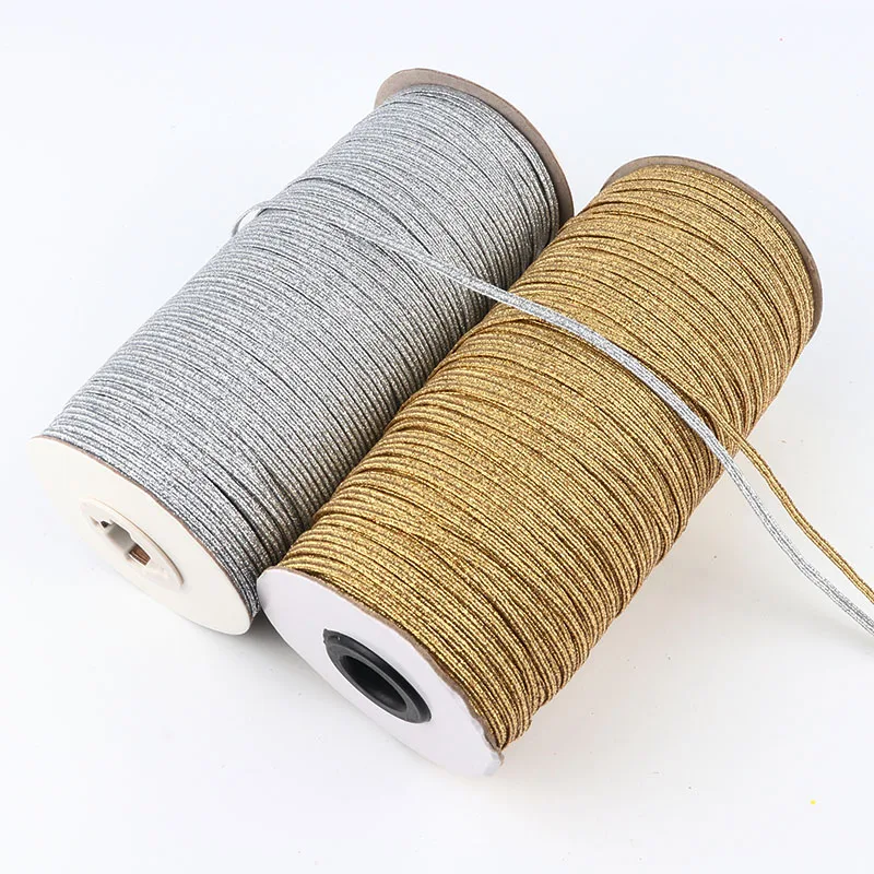 Эластичная швейная лента золотистая/Серебристая эластичная 5 ярдов 3 мм/6 мм/9 мм