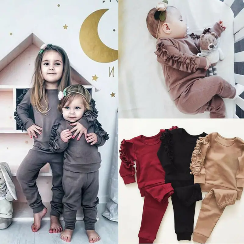 2pcs Toddler Baby Girls 6M-3Y Kids T-shirt Tops+Long Pants Leggings Outfit Clothes Set | Детская одежда и обувь
