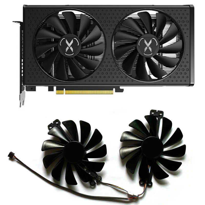 

2 pieces of 95mm 4pin DC 12V 0.45A CF1010U12S TYD10010M12LPA GPU cooler for XFX RX6600 6600XT Speedster SWFT 210 RX 6600 XT
