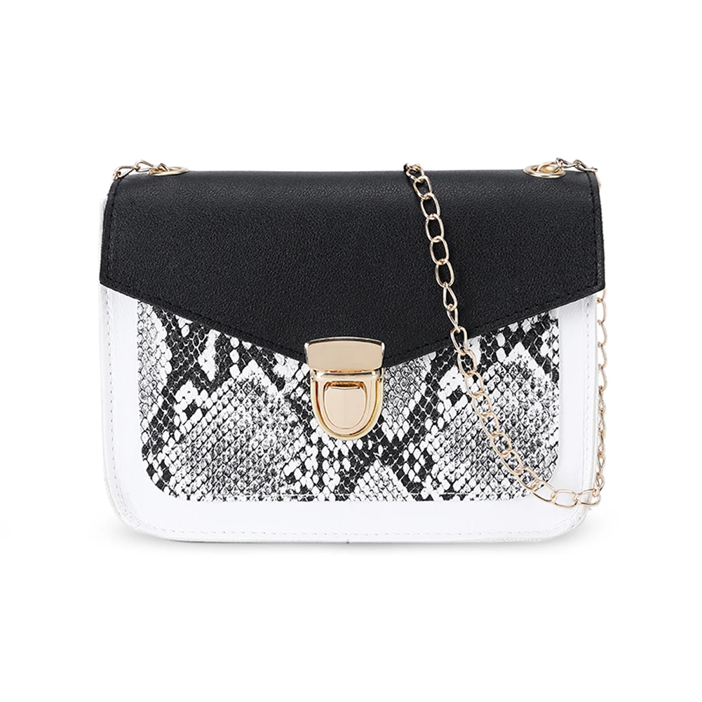 

Youth Ladies Simple Versatile Bag Fashion Envelope Messenger Handbag Snake Splicing PU Street Crossbody Purse Bags