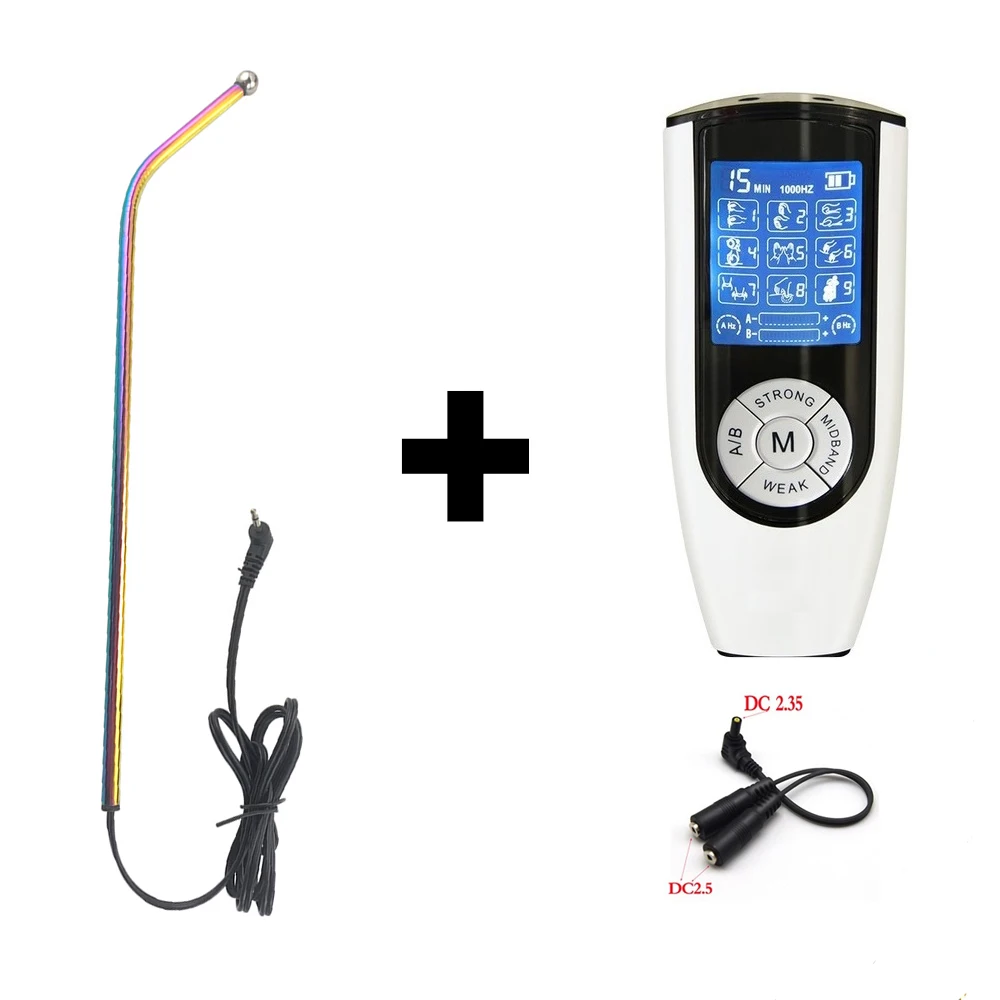 Electric shock Bi polar Rainbow Male metal urethral beads penis plug dilator electro massager BDSM insert sex toy for man | Красота и