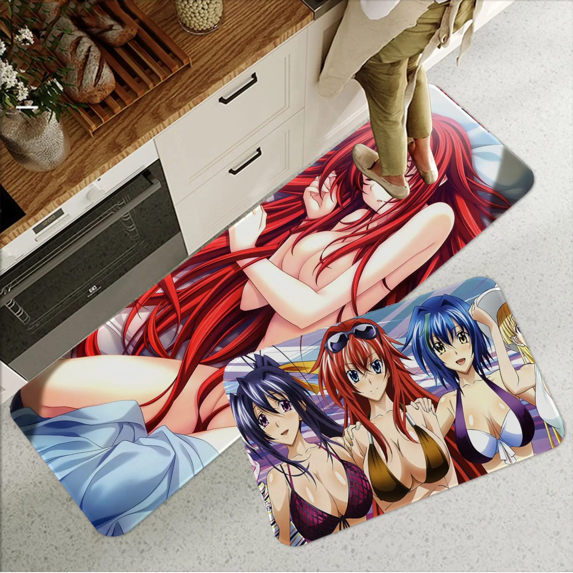 

High school dxd Printed Flannel Floor Mat Bathroom Decor Carpet Non-Slip For Living Room Kitchen welcome Doormat