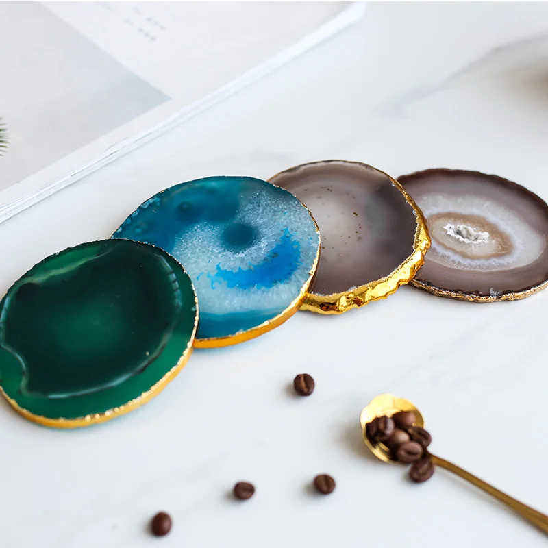 Скандинавский Инс натуральный агат хлопья Золотая Сторона черный ободок