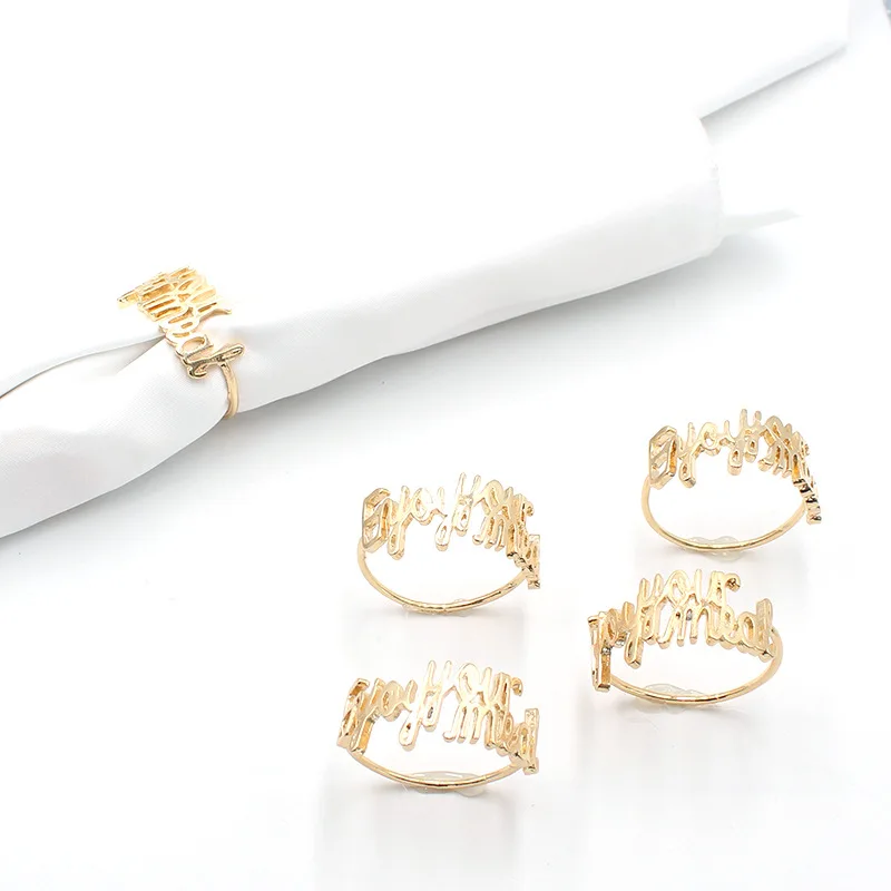 

10 / PCS new products enjoy your food custom personalized alloy napkin ring table decoration napkin ring