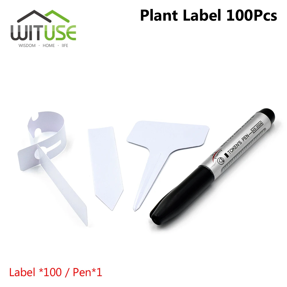 

3 Types Each 100Pcs Plastic Plant Garden Labels Tag White Nursery Plant Labels Plant Marker With A Marker Pen