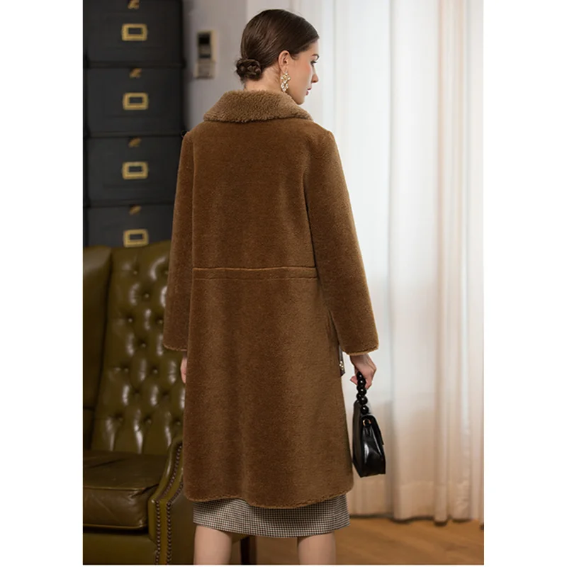 quality Women Superior 2020 Wool Fur Coat Female Real Sheep Shearing Coats Long Thick Warm Winter Jacket Womens Clothing s | Женская