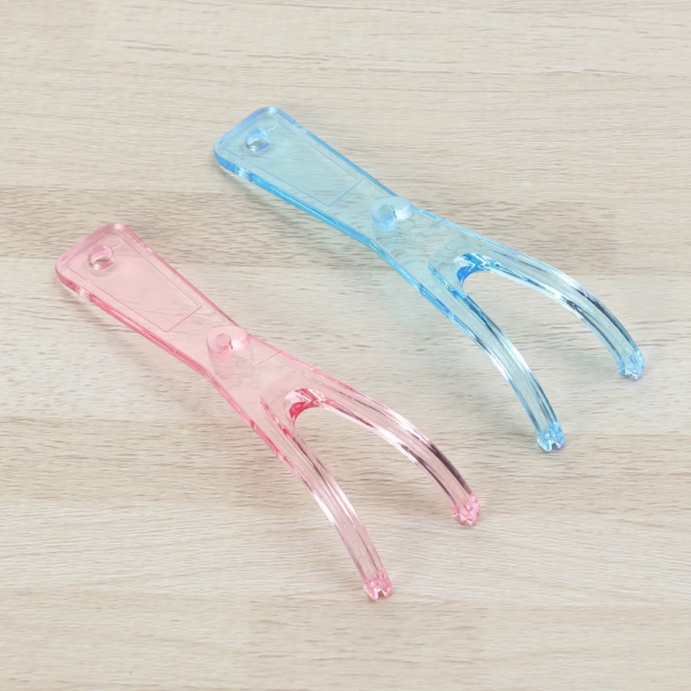 

2pcs Floss Holder Flosser Built-In Spool Flat Wire Floss Replacement Rack (+ Blue)
