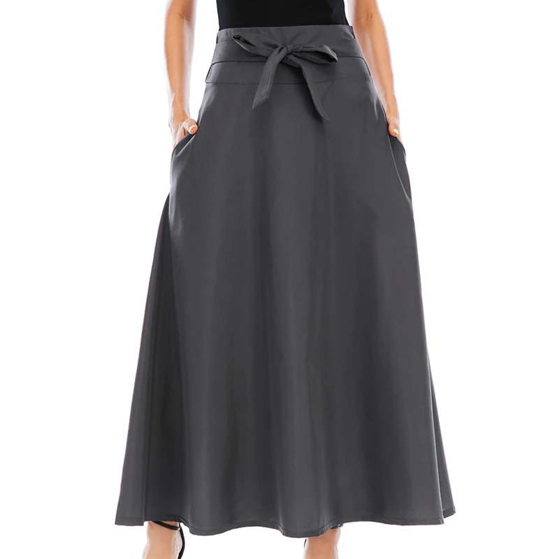 Женские юбки с карманами модная однотонная большая юбка-качели длинная юбка