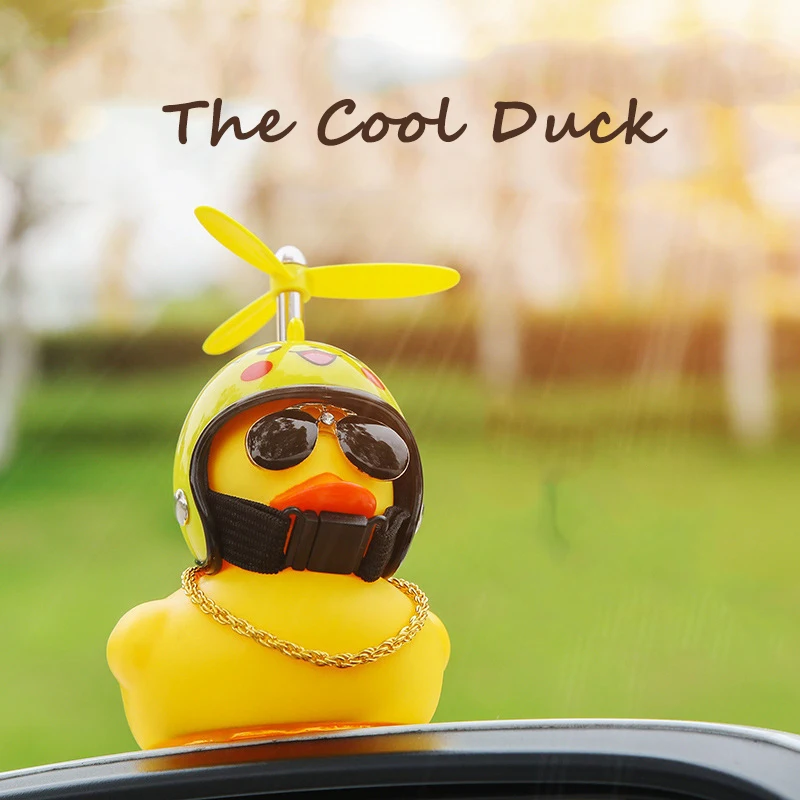 

Bike Duck Cartoon Rubber Paste Wearing Helmet Little Yellow Duck Bicycle Motorcycle Riding Accessories Kid Toy New Year Gift