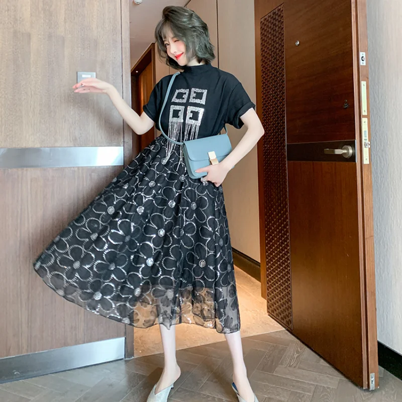 Женский комплект одежды с блестками Awarose футболка коротким рукавом и бахромой