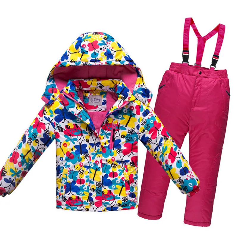 Детский комплект зимней лыжной одежды утепленный теплый лыжный костюм куртка и