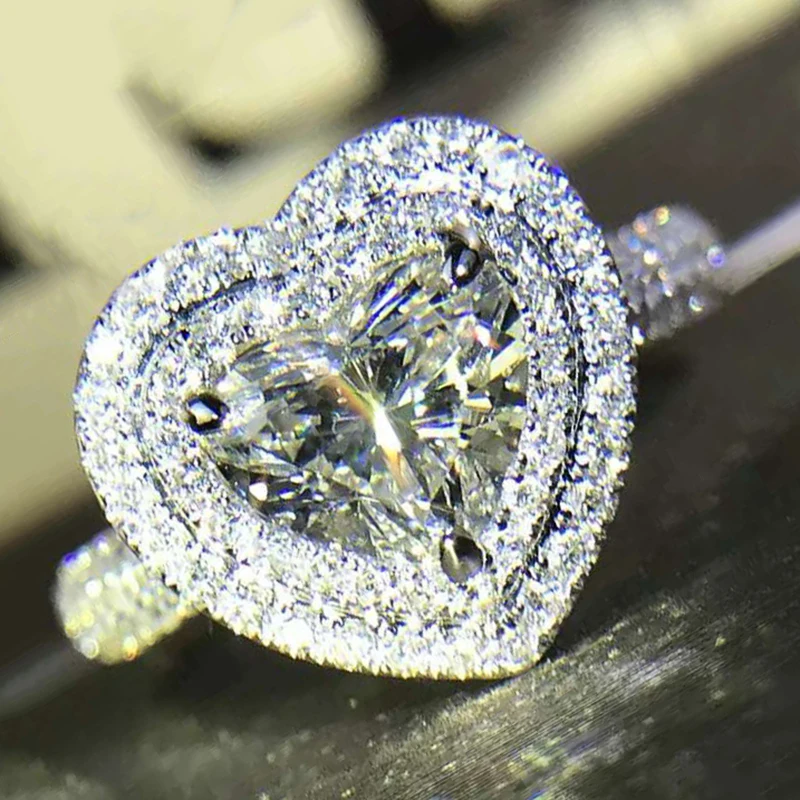 Классические кольца Huitan в виде сердца вечности для женщин блестящие украшения