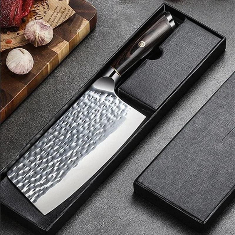

Damascus knife VG10 steel core chef's knife meat cutting knife color wooden handle knife flower nail hammer knife