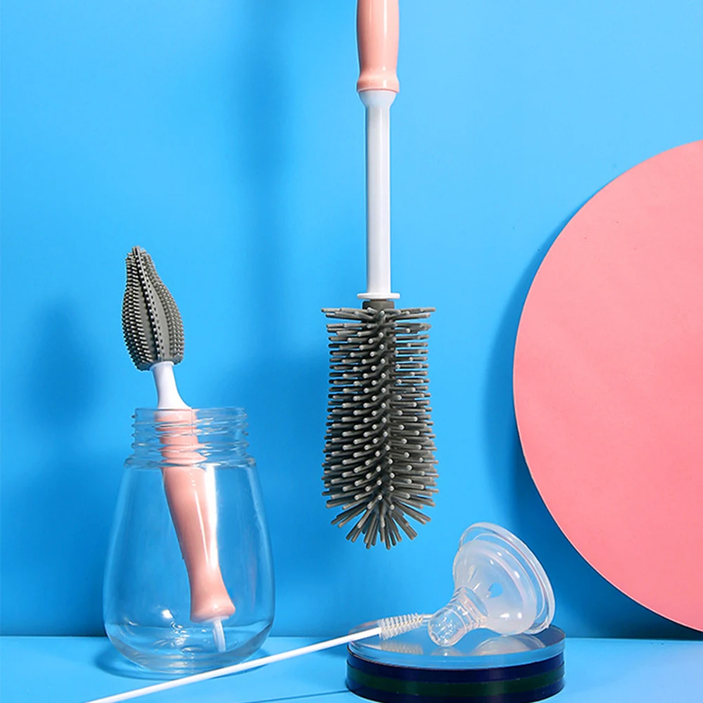 

3pcs/set Home Silicone Tool Kitchen Straws Accessories Removing Residues Wall Hanging Long Handle Baby Bottle Cleaning Brush