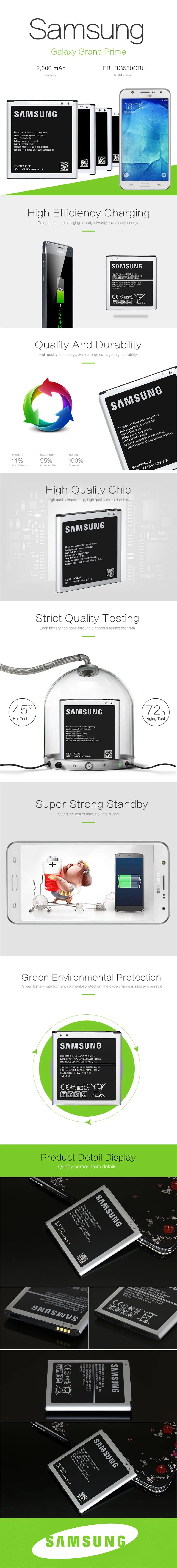 Samsung аккумулятор для Samsung Galaxy Grand Prime G530 G531 G5308W J3() J3() J320 On5 j327 EB-BG530BBC EB-BG531BBE 2600 мА-ч