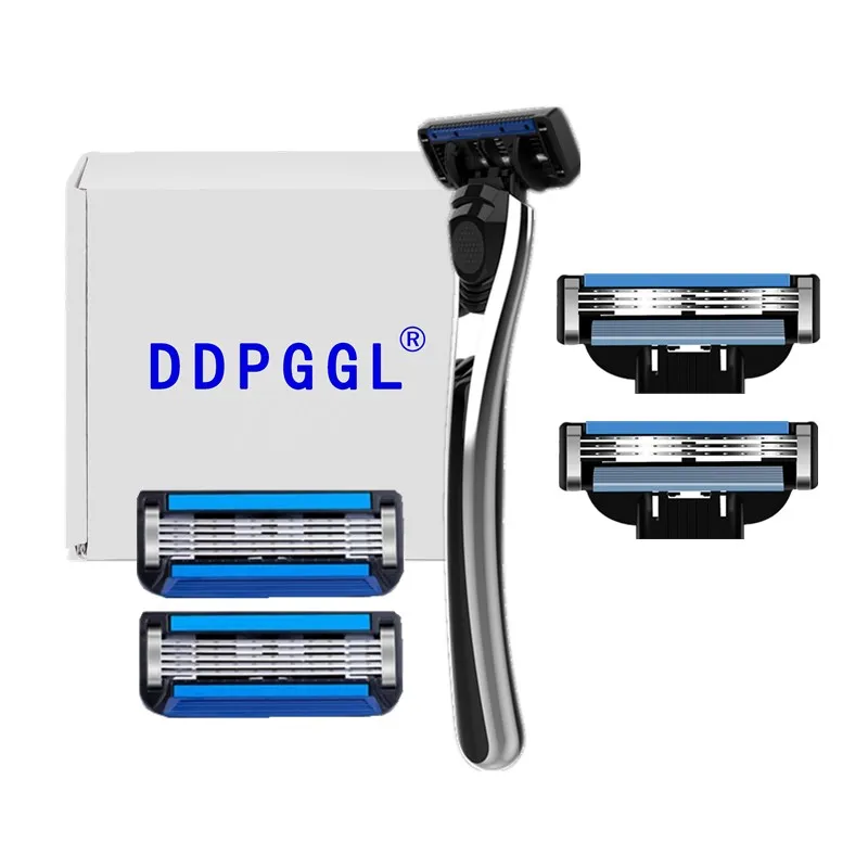 DDPGGL Мужская бритва высокого качества с лезвием для 5-слойного и 3-слойного бритья с заменяемой насадкой безопасности.