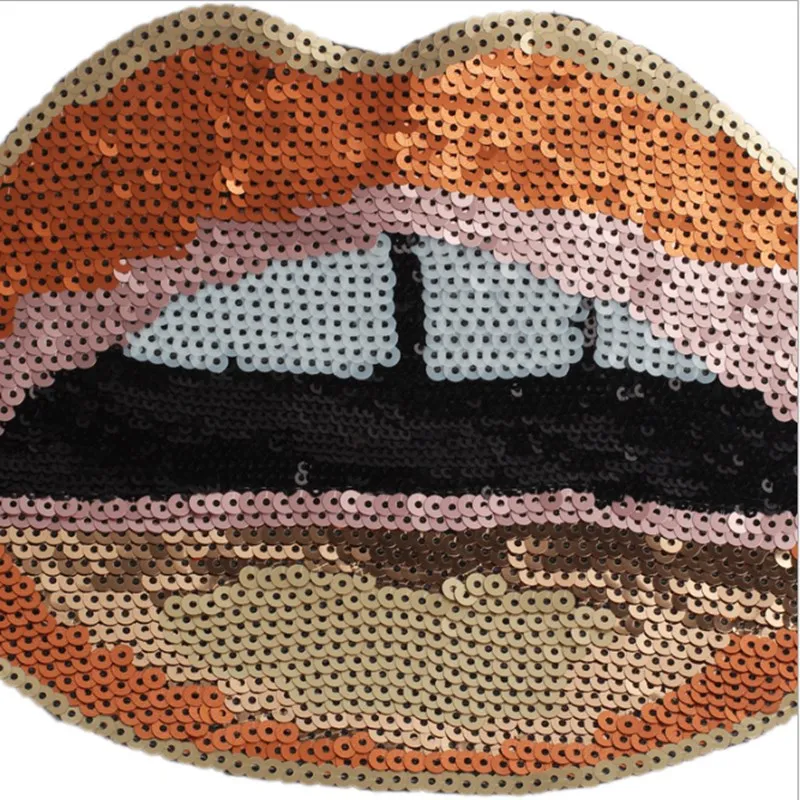 

New Cartoon Large Sequin Mouth Embroidery Cloth Patch Clothing Accessories Bag Decoration