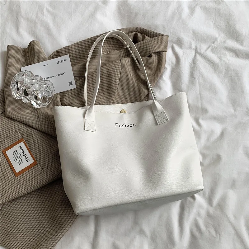 

2021 New Trendy Fashion Female Bag Retro Tote Bag Large Capacity Shoulder Bag Simple Portable Large Bag