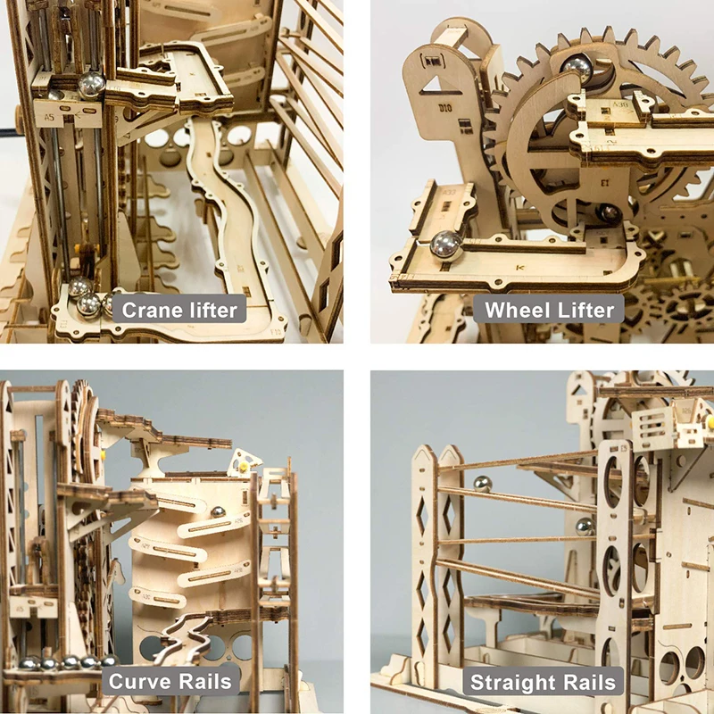 Robotime ROKR DIY Marble Run игра 3D деревянная головоломка Шестерня привод Лифт модель