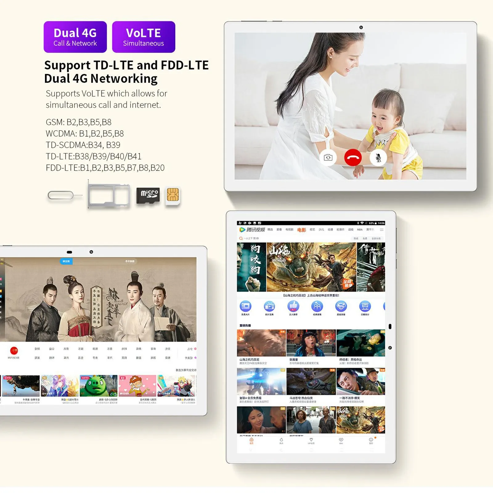 Newest 10.1 inch Tablet Teclast M40 Android 10.0 6GB RAM 128GB ROM Mali-G52 3EE GPU 8MP Camera Bluetooth 5.2 4G WiFi Phone Call |