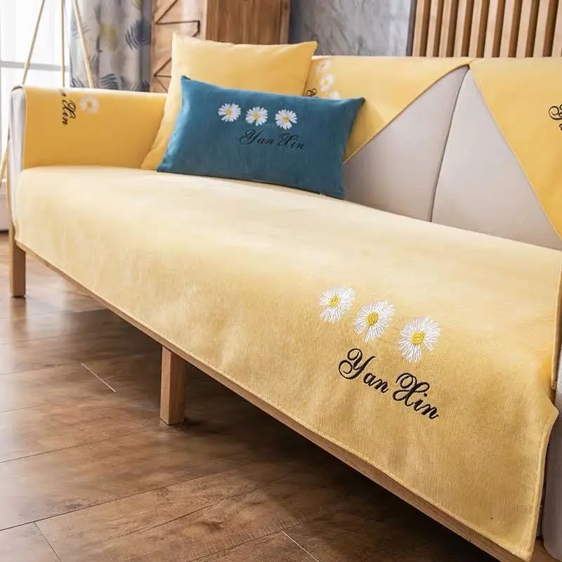 

Modern Solid Color Thick Cotton Universal Sofa Cover for Living Room Sofa Towel Slip-resistant Sofa Cover Strech Sofa Slipcover
