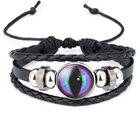 fashion simple retro woven multi layer cat eye bracelet evil eye bracelet