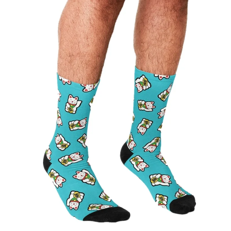 

2021 Funny Men's socks Lucky Cartoons Cat Pattern Printed hip hop Men Happy Socks cute boys street style Crazy Socks for men