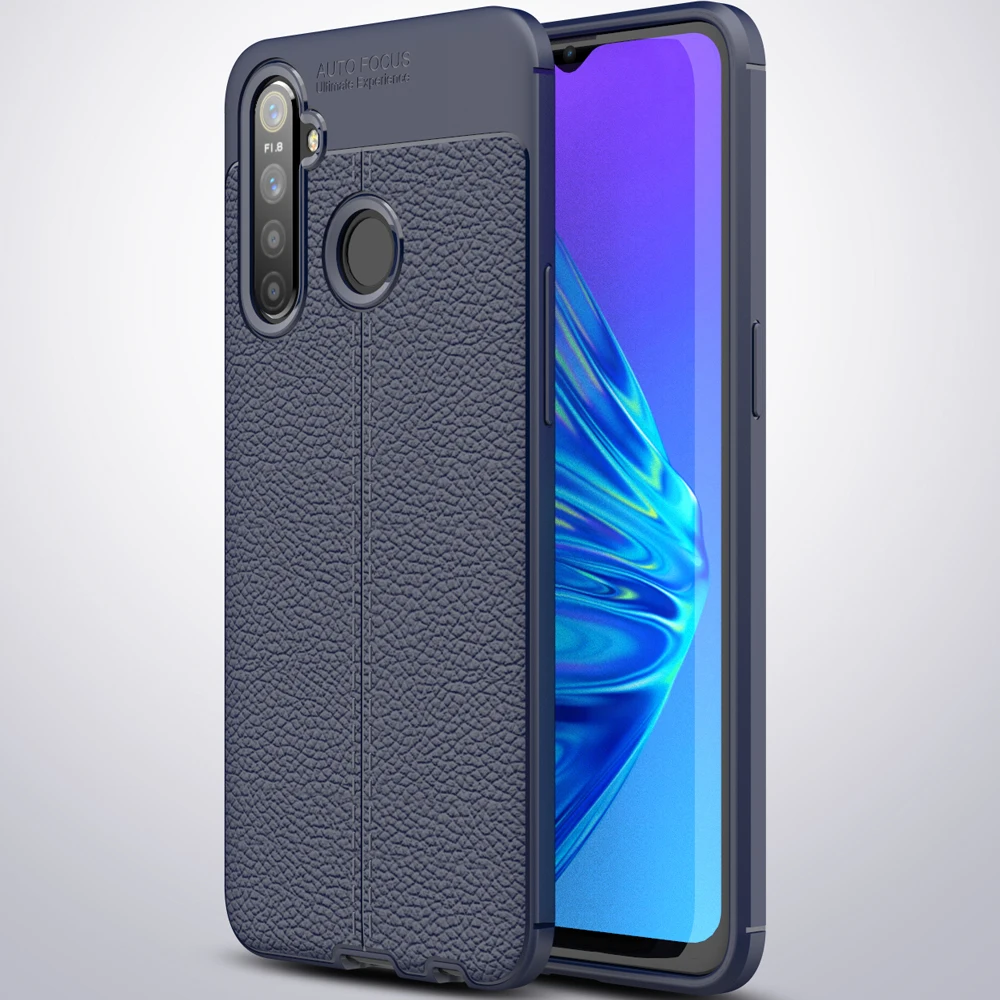 

Silicone Case For Oppo Realme 5 Pro Case Soft Luxury Leather Tpu Texture Phone Case Back Cover On For Realme5 Pro Business Coque