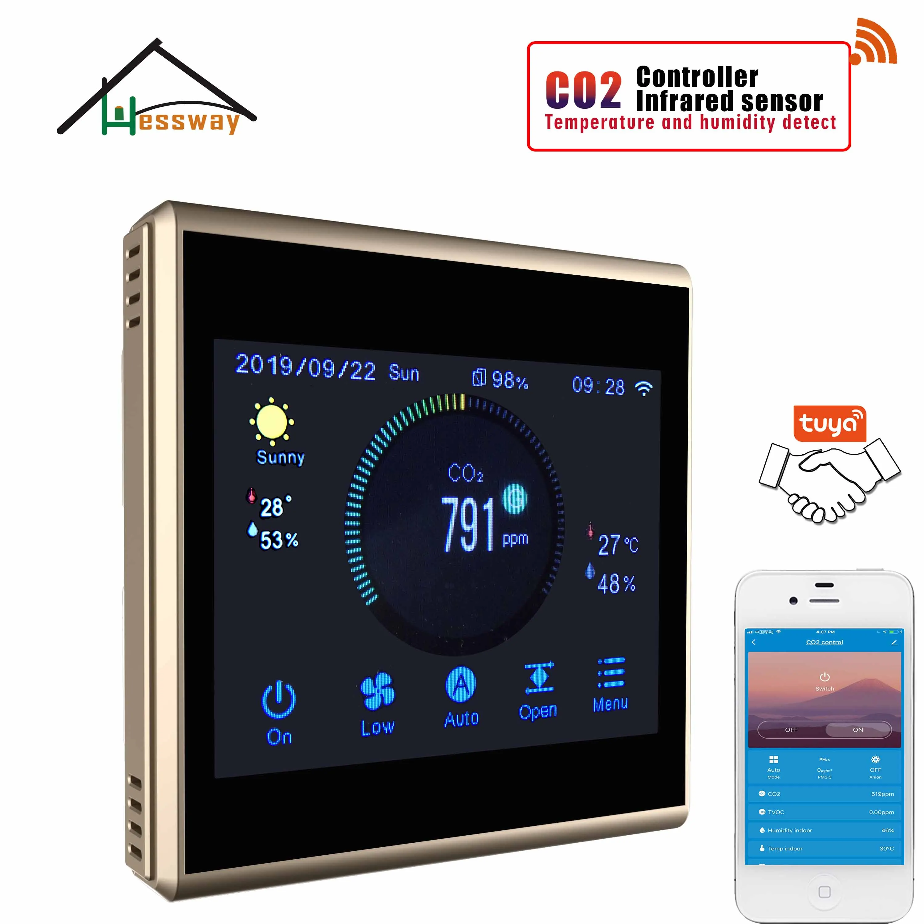 HESSWAY TUYA сроки WI FI CO2 Давление регулятор расхода для 3 Скорость вентилятор натер
