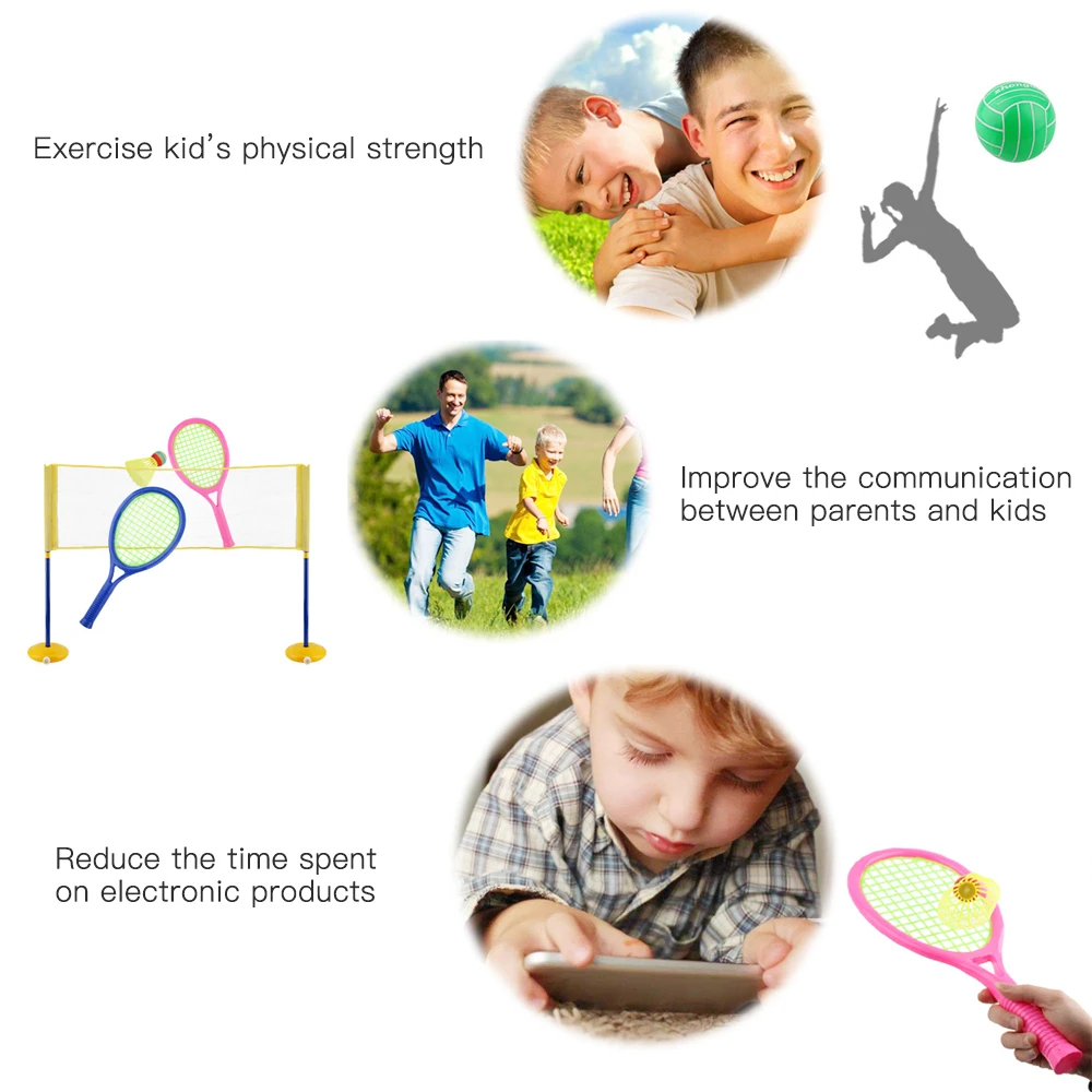 3 в 1 детский мяч для игры бадминтон набор с 2 ракетами чистый волан волейбол