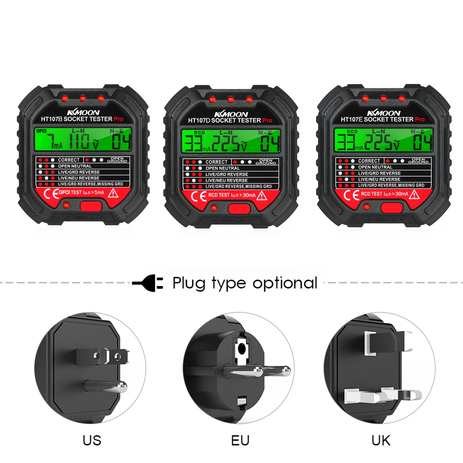 

KKMOON Socket Tester with Voltage LCD 90-250V Socket Tester Automatic Electric Circuit Polarity Voltage Detector Breaker Finder