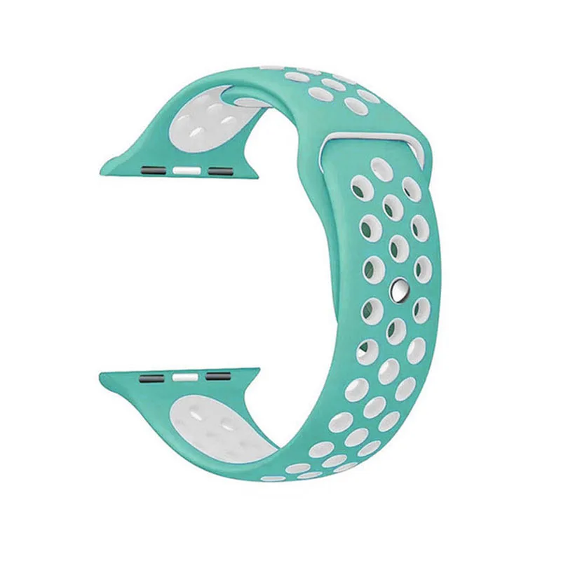 Mint green white Силиконовый ремешок для apple watch ремень 44 мм 42 мм apple watch, ремешок 38 мм, версия 40 мм адаптер наручных часов iwatch, 4/3/2/1 серии спортивный браслет - Цвет ремешка: Mint green white