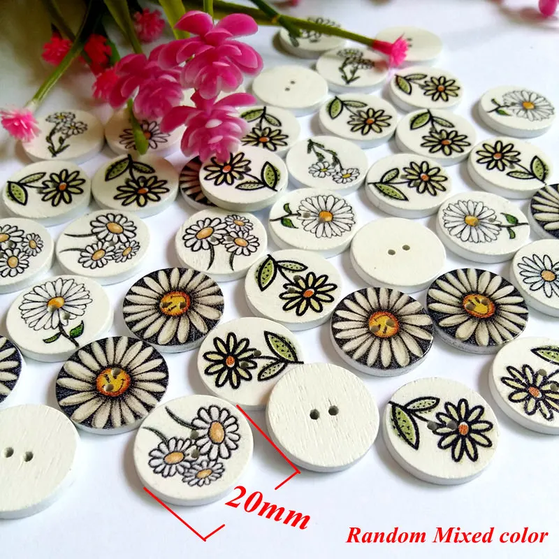 50 шт./упак. мультфильм Φ 20 мм деревянные аксессуары для рукоделия декоративные