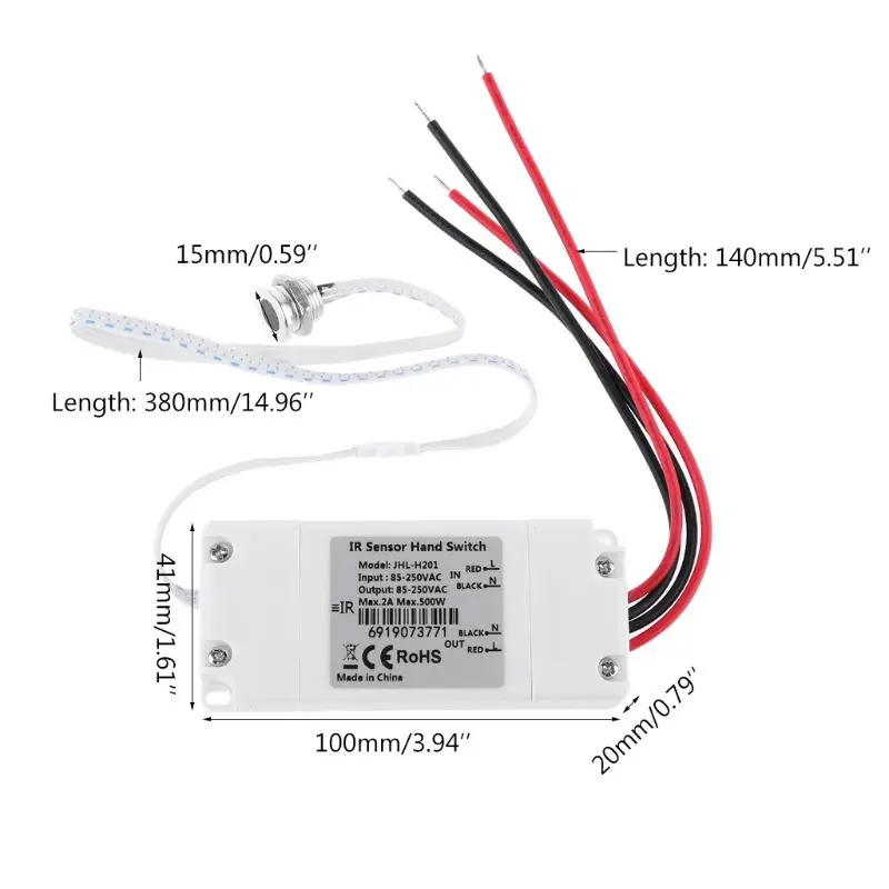 

Touchless IR Motion Sensor Switch On/Off Kitchen Cabinet Light Switch 110V 220V