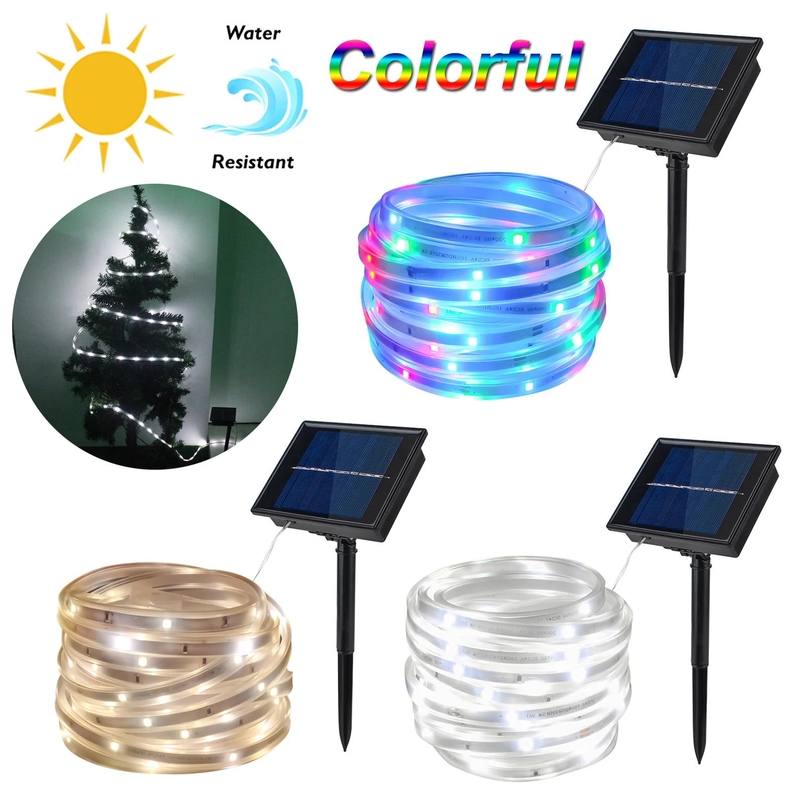

Лента светодиодная RGB на солнечной батарее, 5 м, 100 светодиодов