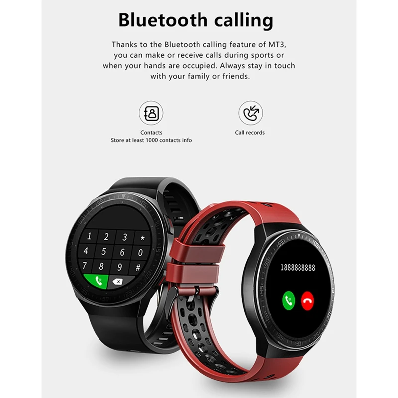 

MT3 Bluetooth Color Screen Smart Bracelet with Recording Music Call Heart Rate Blood Pressure Sleep Moniter