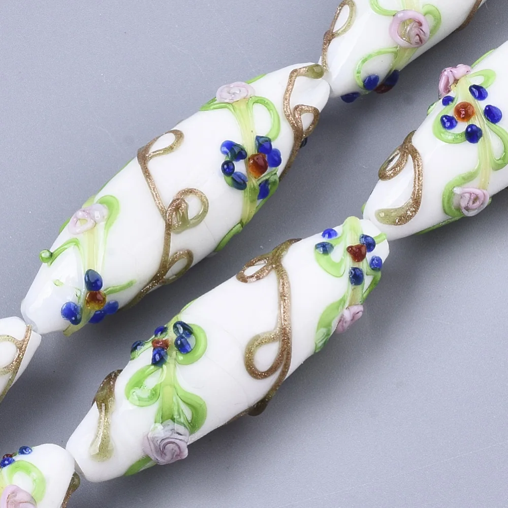 

1 Strand Handmade Gold Sand Lampwork Beads Strands Flower Pattern for Jewelry Making Accessories Decor about 10pcs/Strand