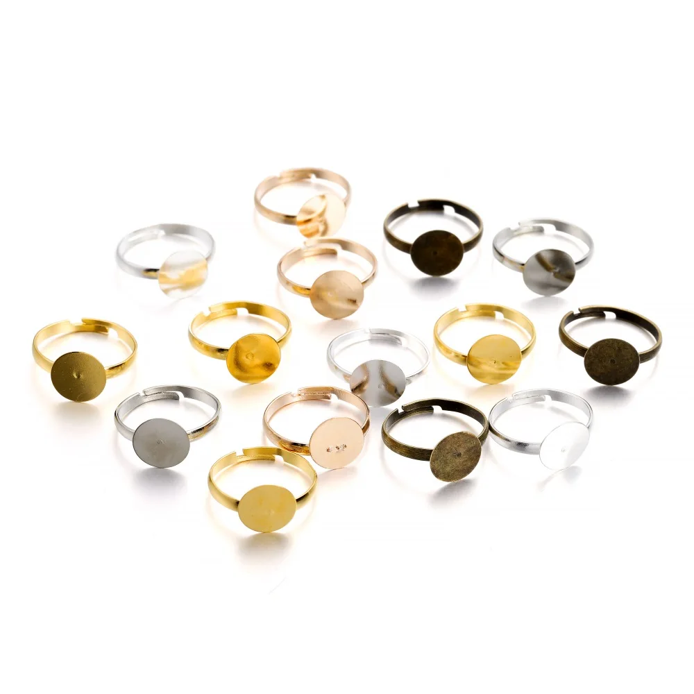 

20Pcs/lot 10mm Metal Plating Adjustable Blank Rings Setting For DIY Handmade Ring Jewelry Making Finding Supplies Accessories