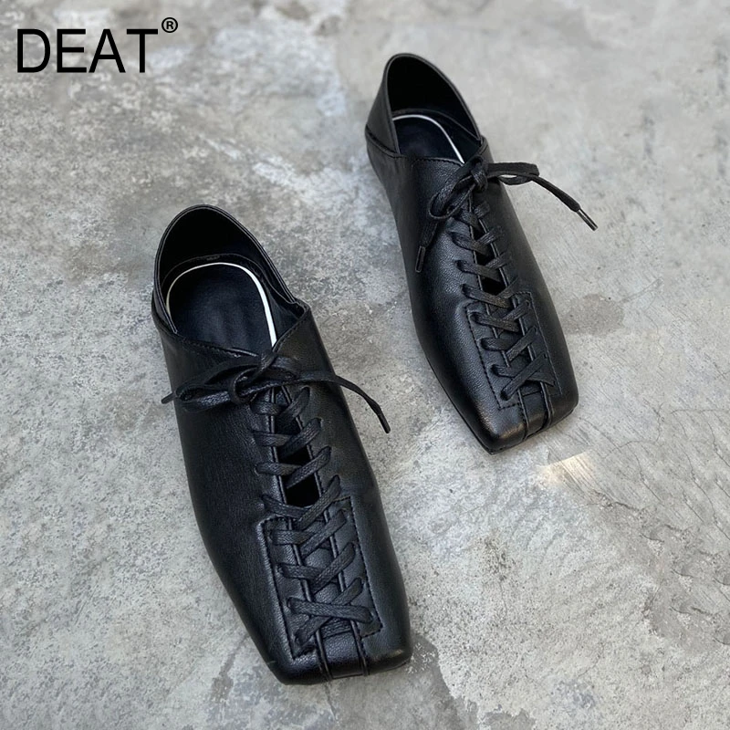[DEAT] 2020 повседневные тонкие туфли на плоской подошве из искусственной кожи с